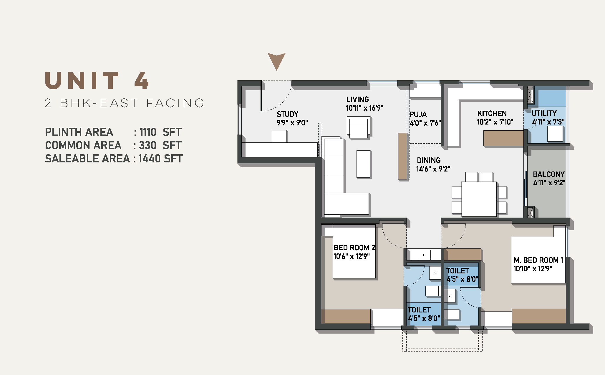 Configuration A – 2 BHK Floor Plan