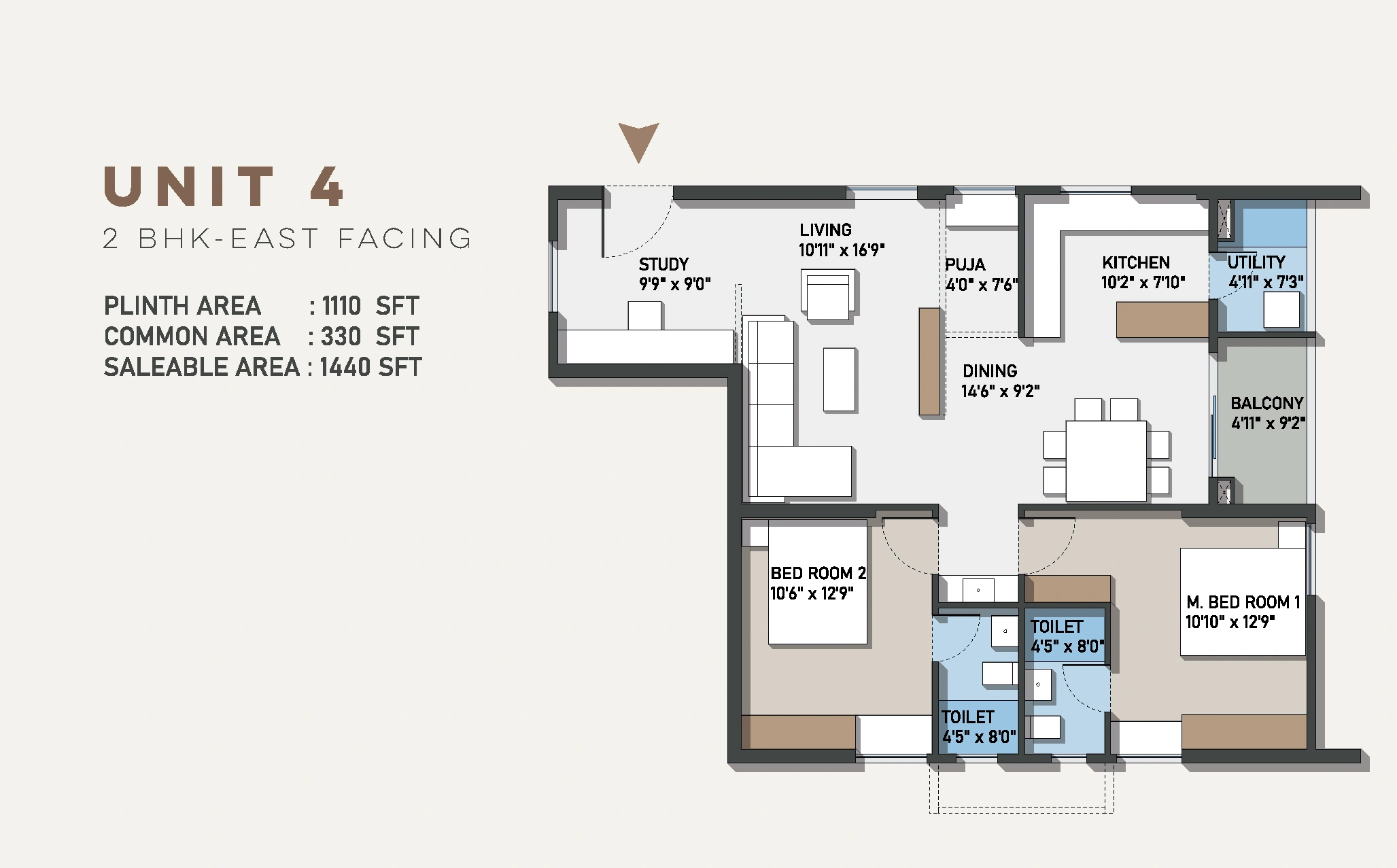Configuration A – 2 BHK Floor Plan